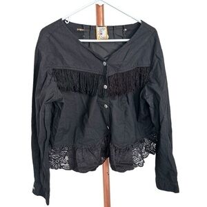Vintage Black Fringe Lace Top